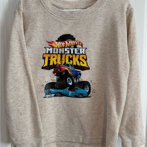 Mish Hot Wheels Monster Trucks Kids Long Sleeve Tee - Beige